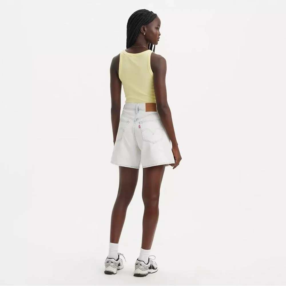 Levi’s Focus on the Present High Rise Baggy Bleached Light Washed Denim Shorts